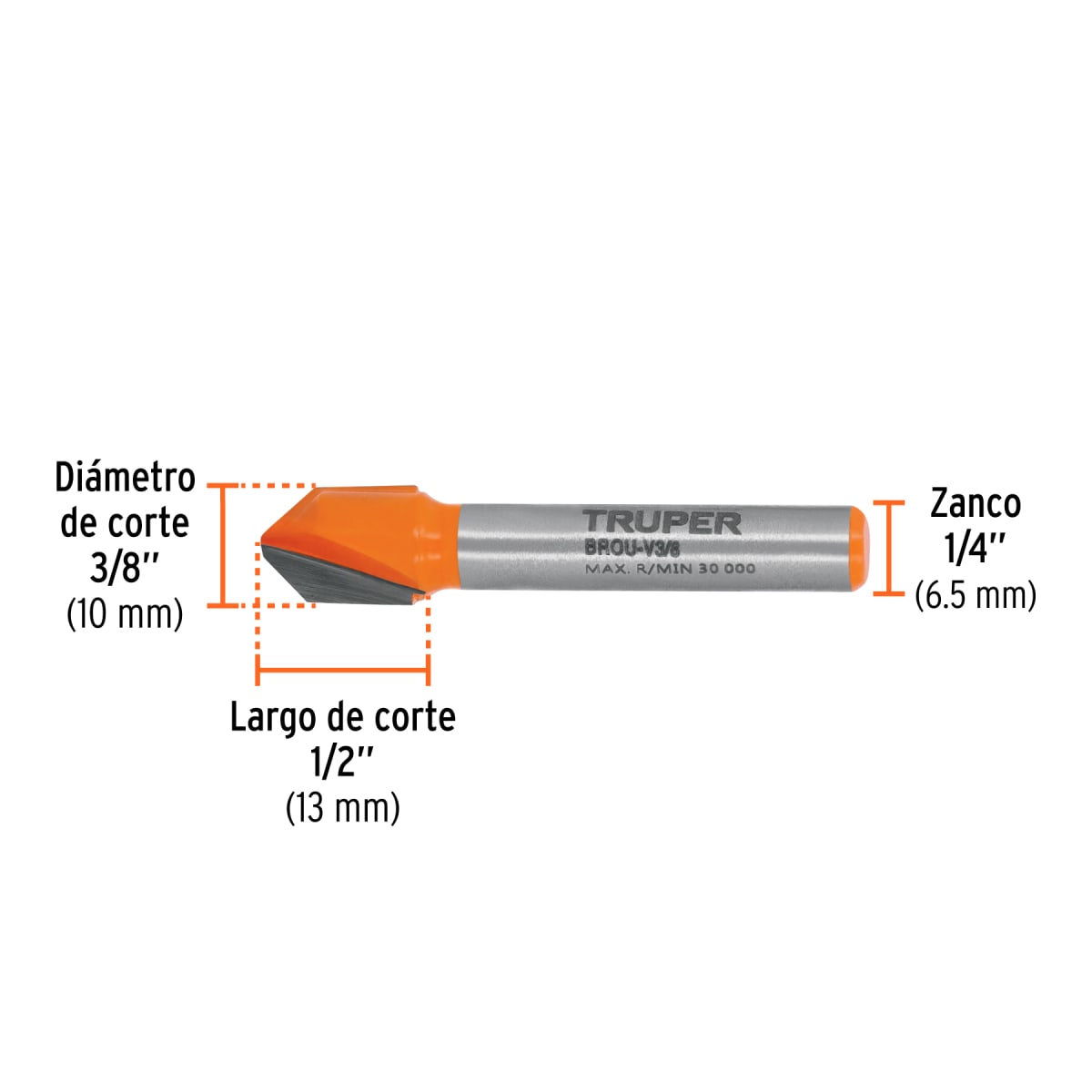 Fresa corte en ´´V´´, 3/8´´, Truper3