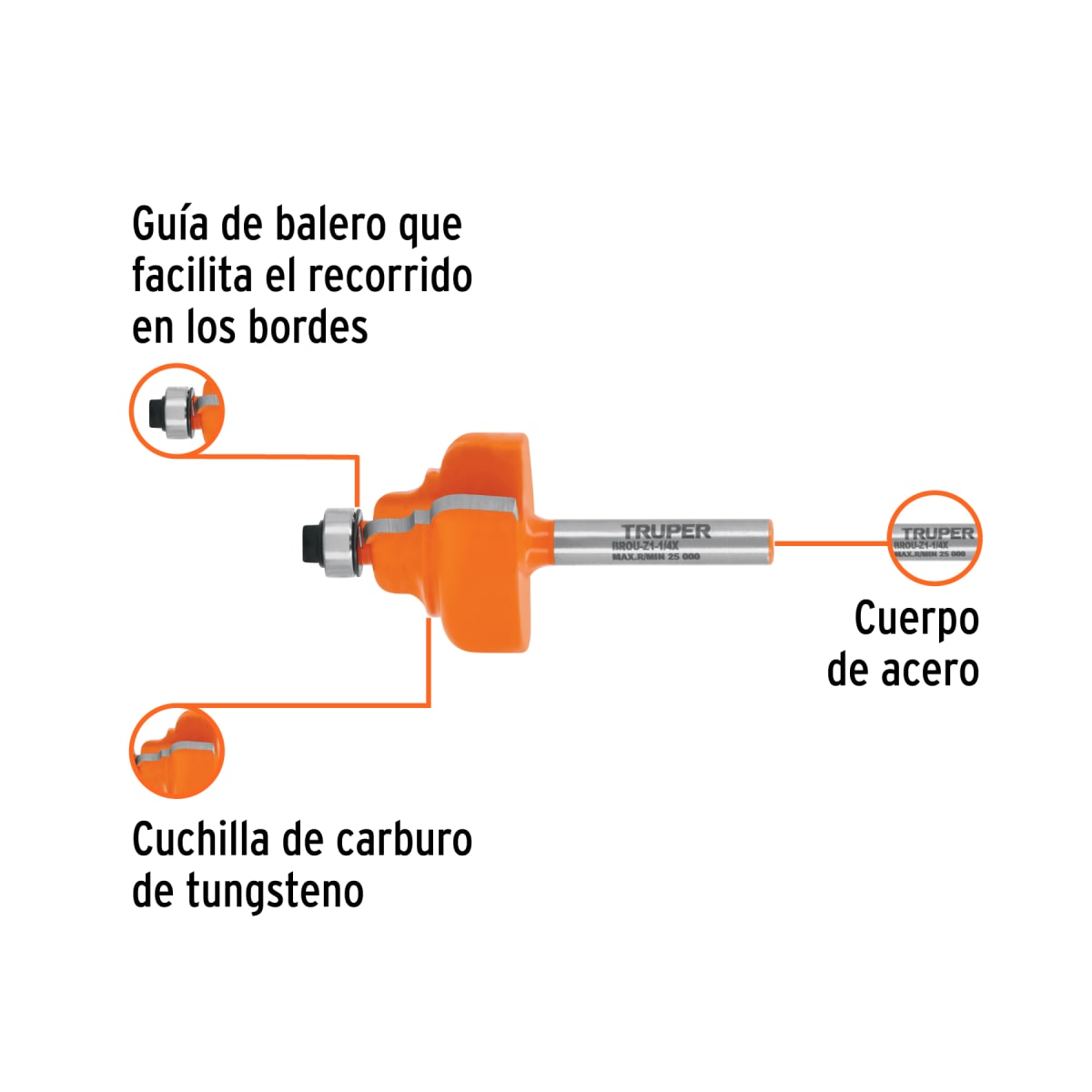 Fresa zafiro 1-1/4'' con rodaje Truper2