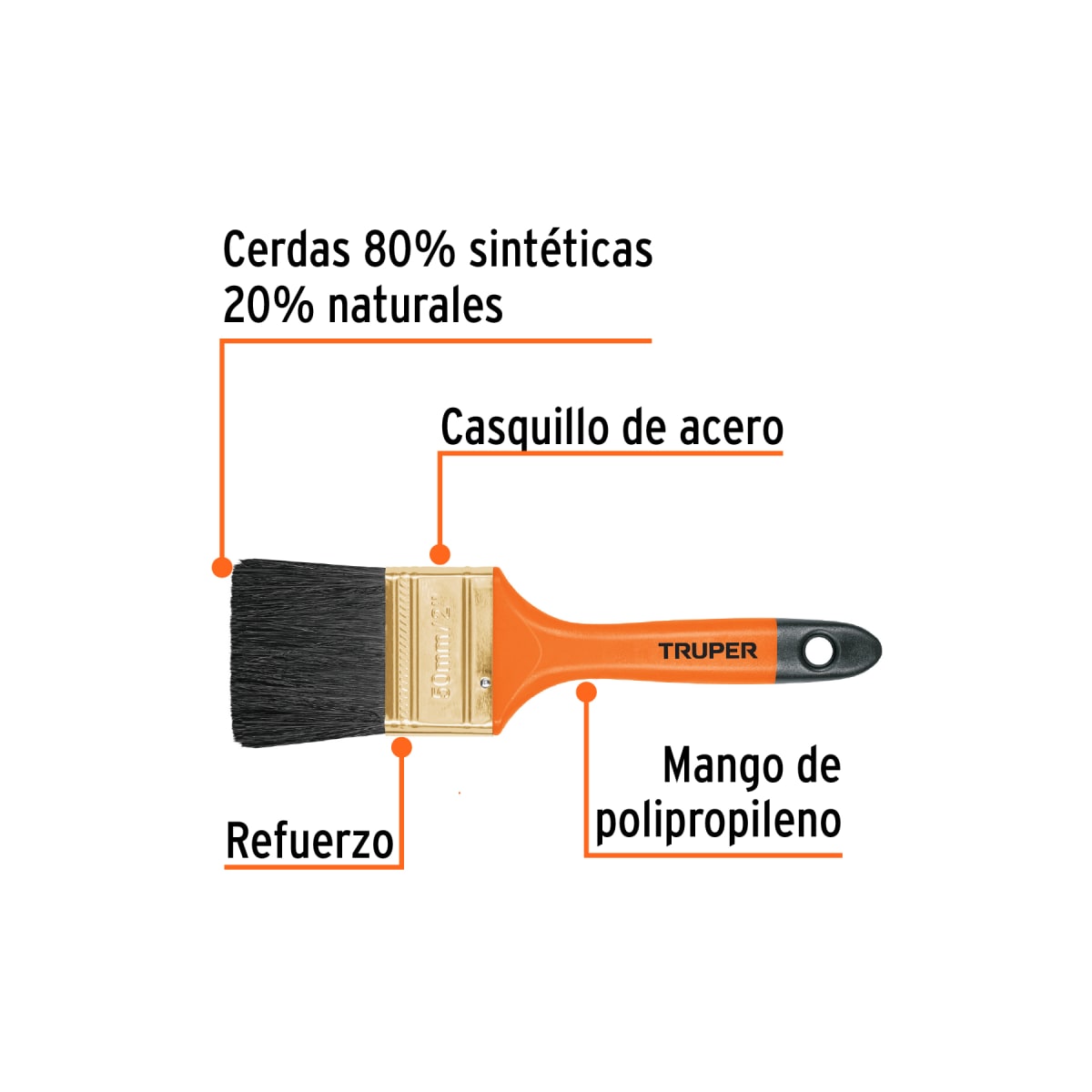 Brocha profesional de 2'' con mango de plástico Truper2