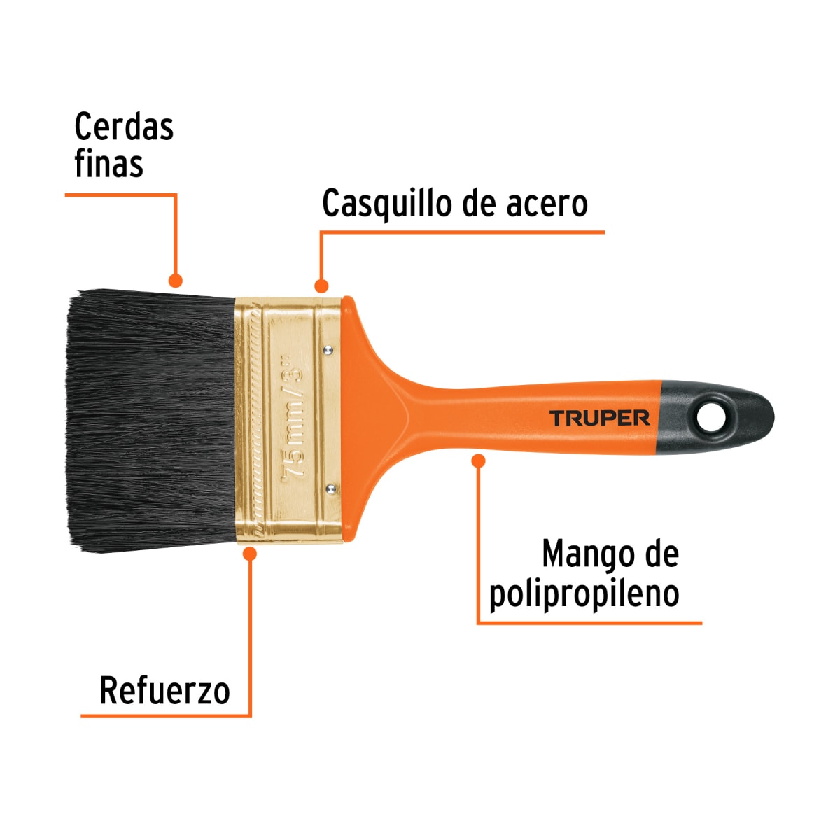 Brocha profesional de 3'' con mango de plástico truper2