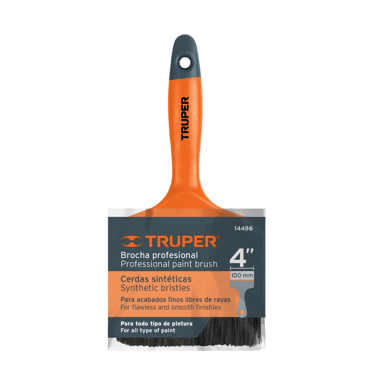 Brocha profesional de 4'' con mango de plástico. trupe4