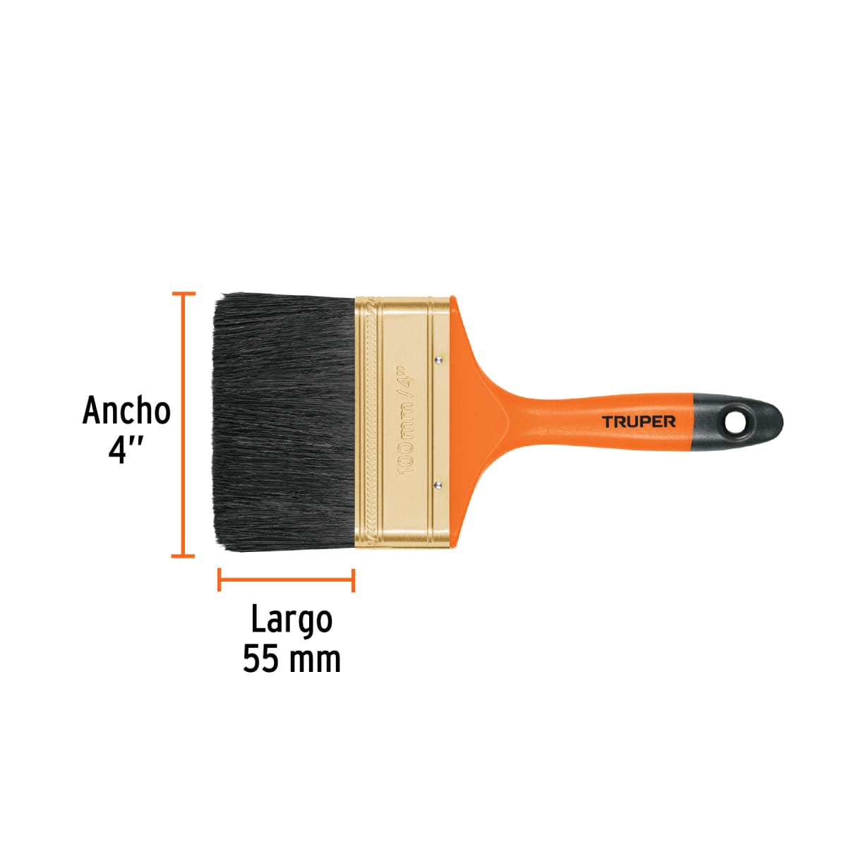 Brocha profesional de 4'' con mango de plástico. trupe3