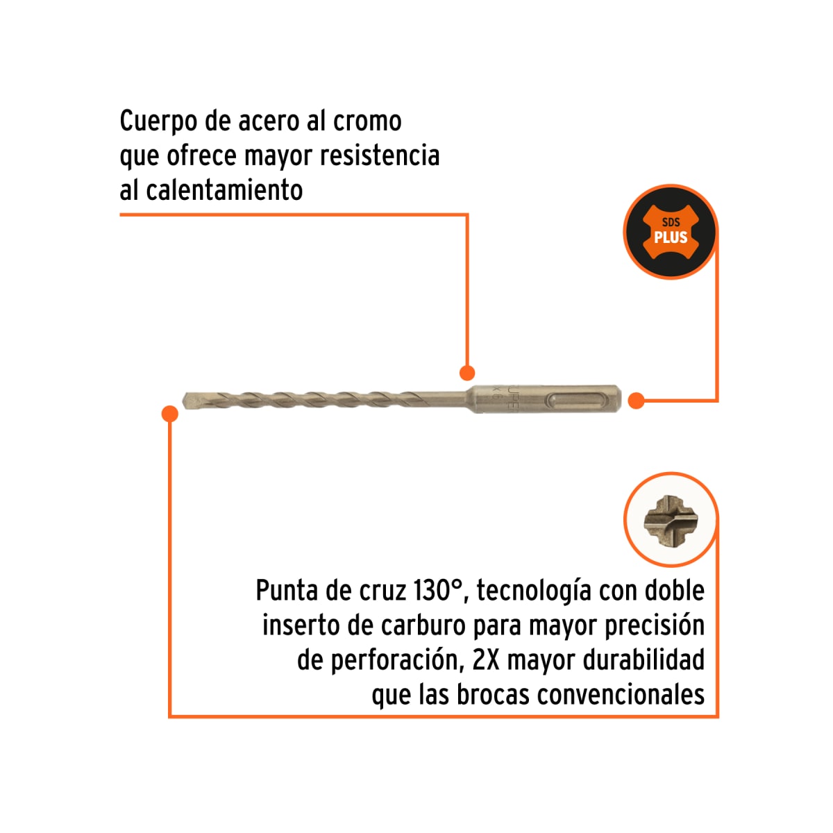 Broca sds plus 1/4 x 6''. truper3
