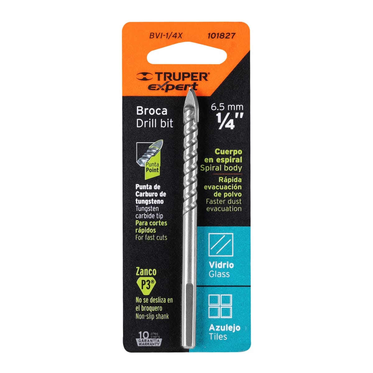 Broca para vidrio y mayólica 1/4´´, Truper Expert4