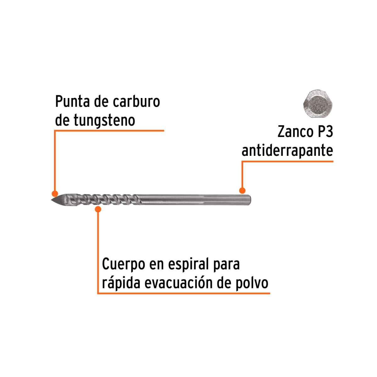 Broca para vidrio y mayólica 1/4´´, Truper Expert2