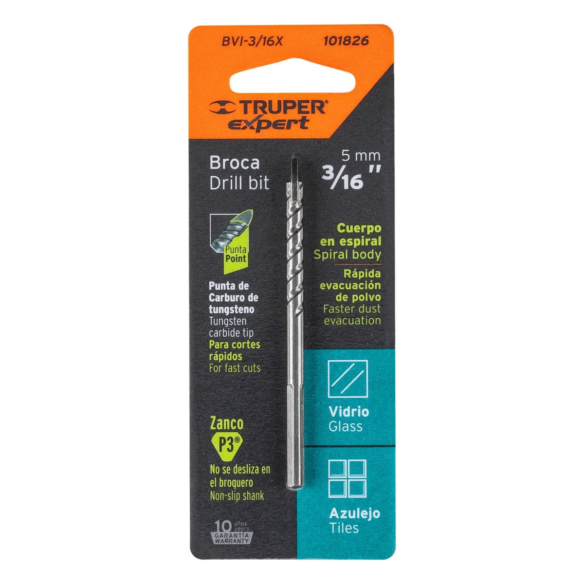 Broca para vidrio y mayólica 3/16´´, Truper Expert4