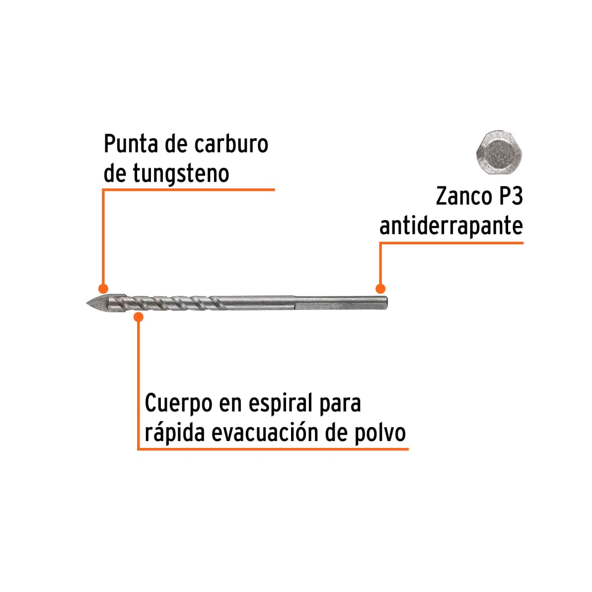 Broca para vidrio y mayólica 3/16´´, Truper Expert2