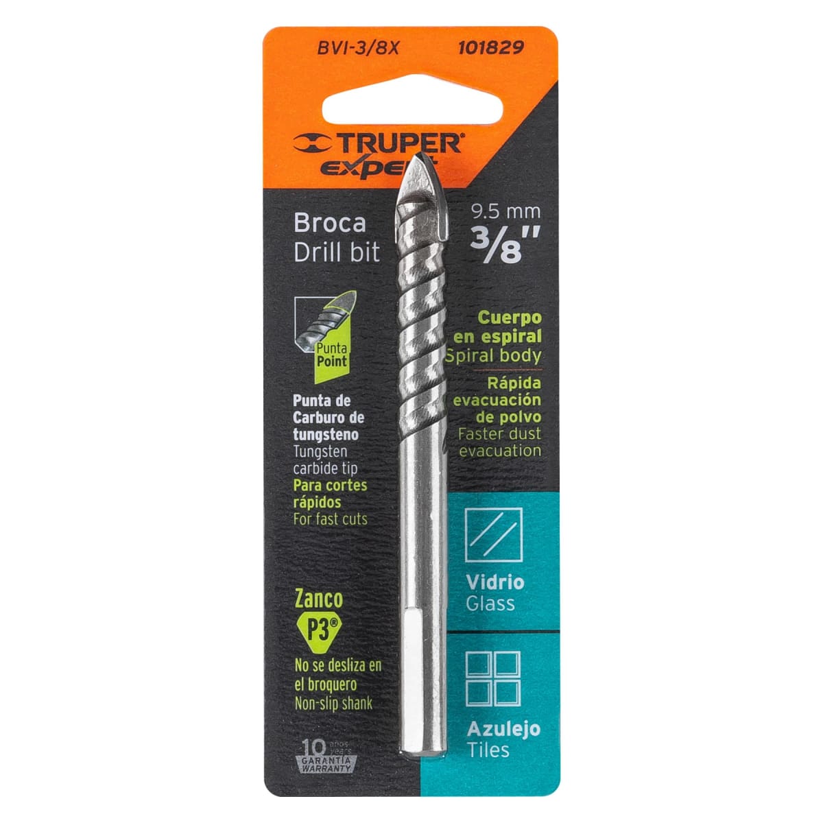 Broca para vidrio y mayólica 3/8´´, Truper Expert4