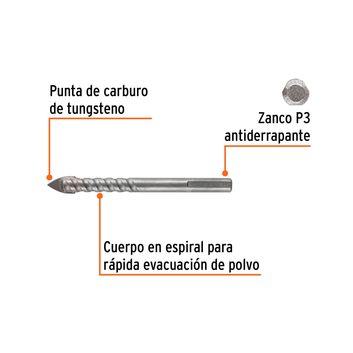 Broca para vidrio y mayólica 3/8´´, Truper Expert2