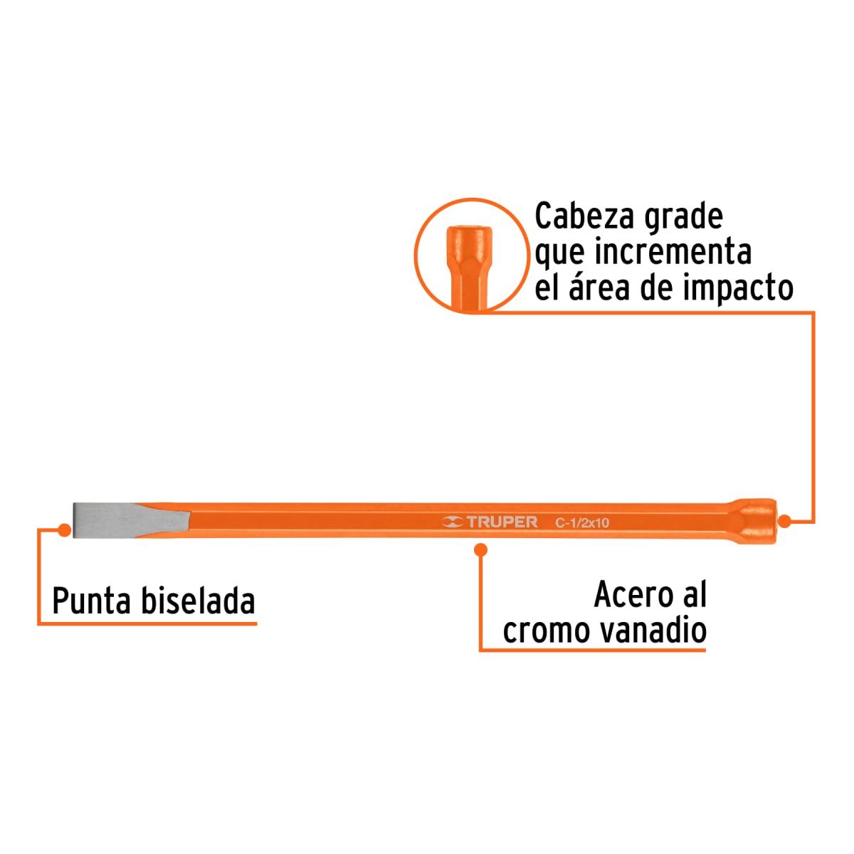 Cincel de corte frío de 1/2 X 10´´, Truper2