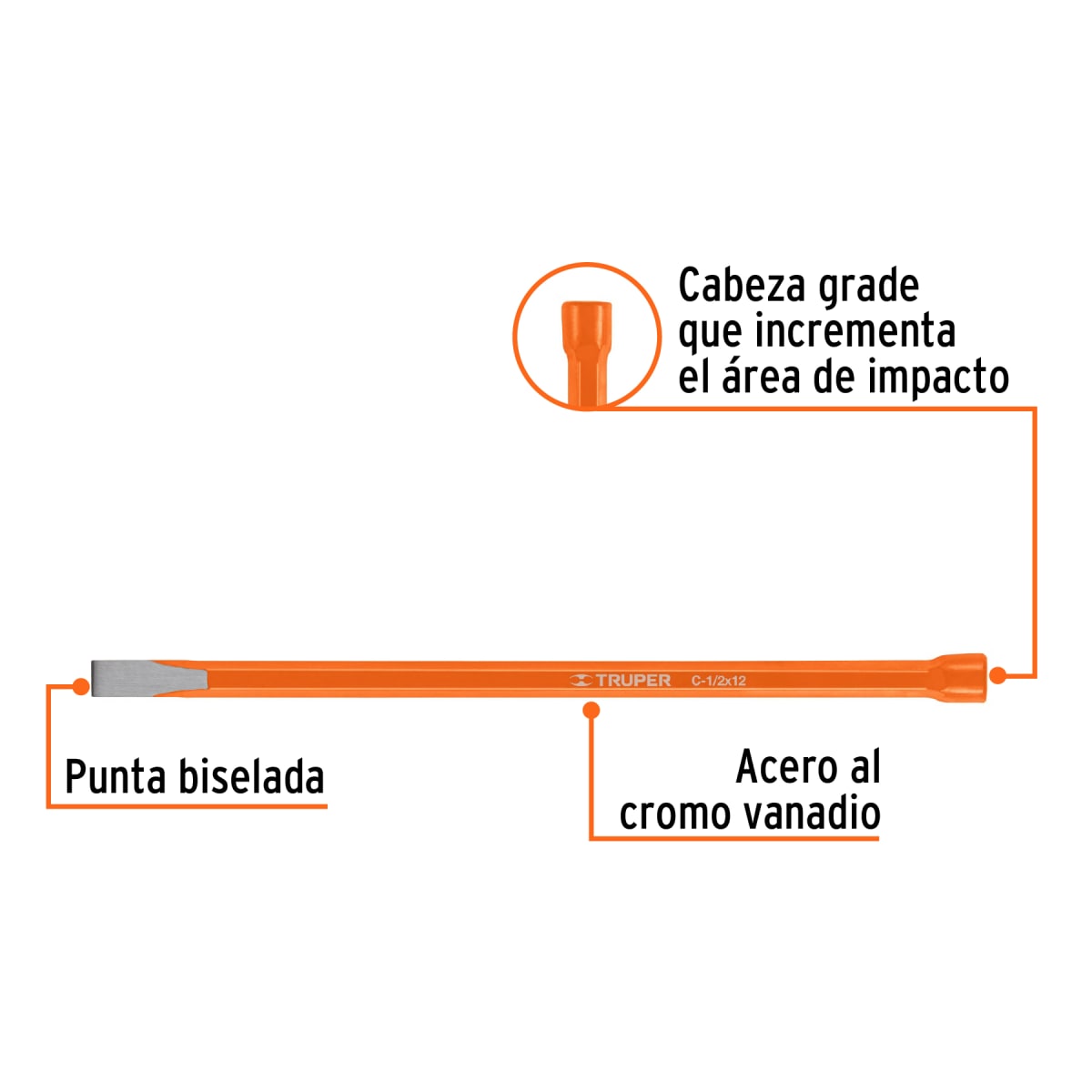 Cincel de corte frío de 1/2 X 12´´, Truper2
