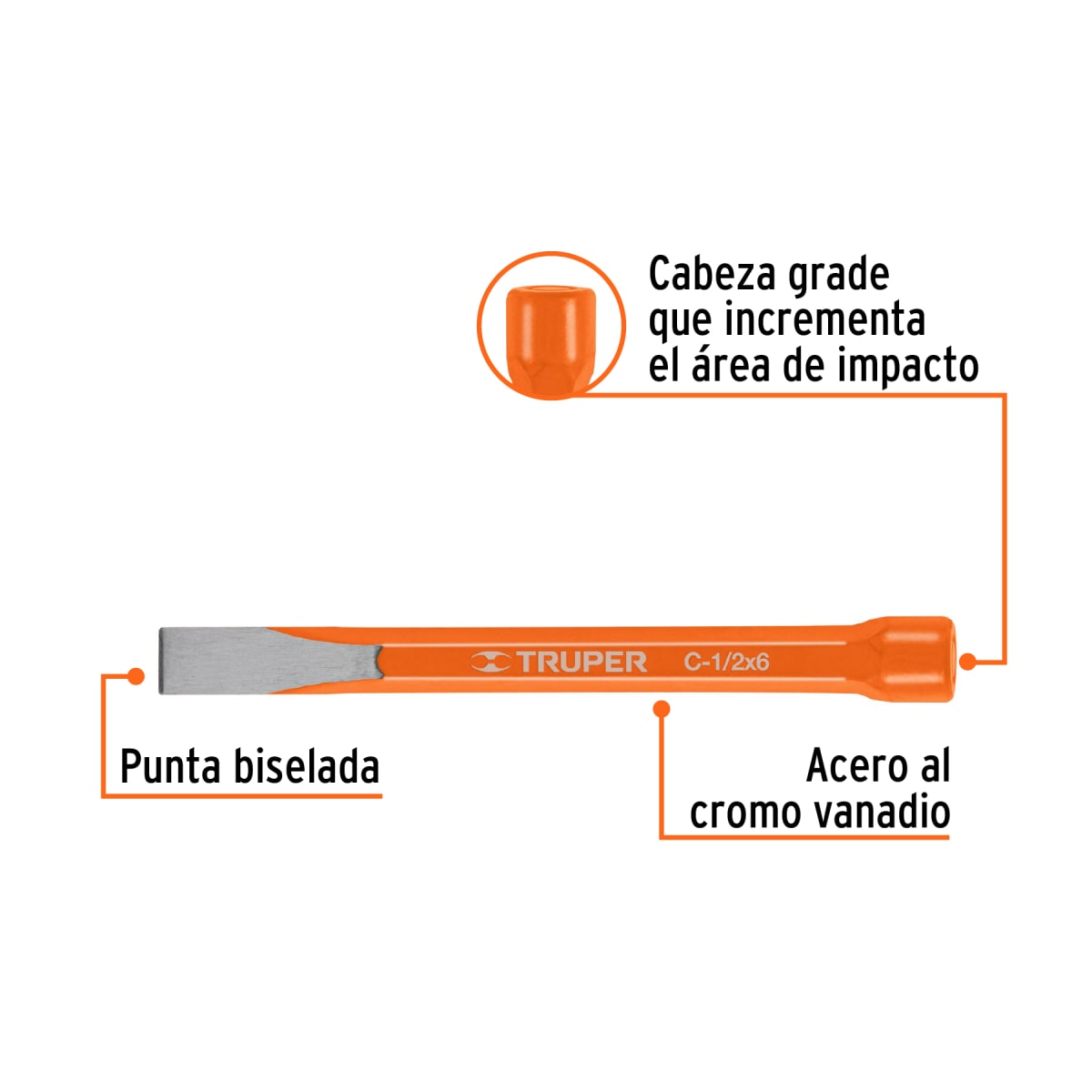 Cincel de corte frío de 1/2 X 6´´, Truper2