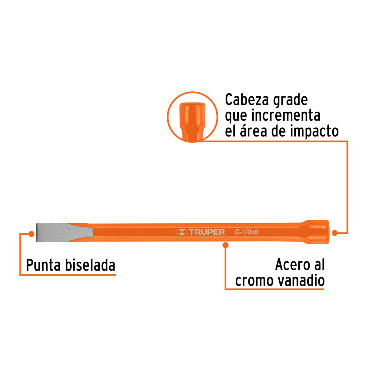 Cincel de corte frío de 1/2 X 8´´, Truper2