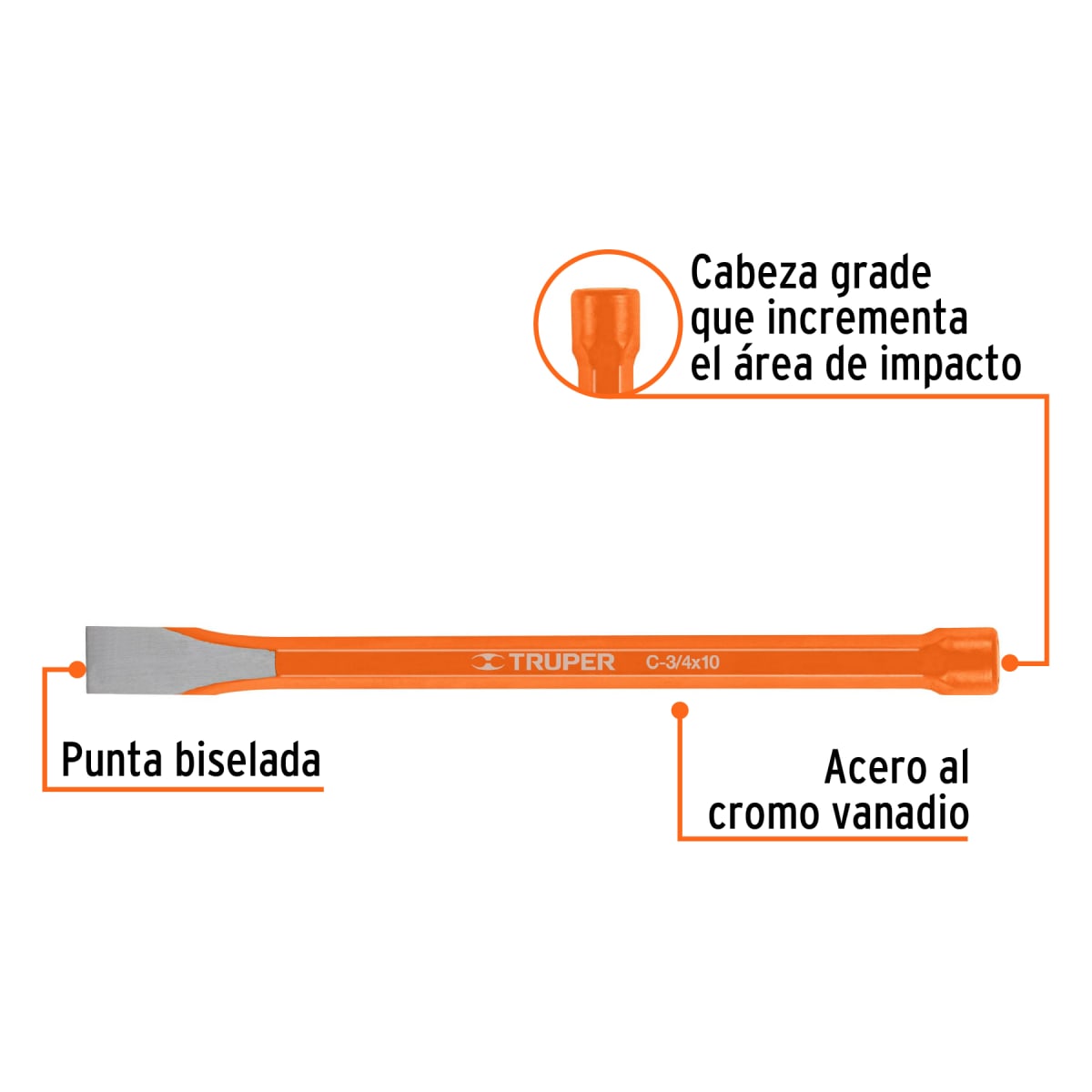 Cincel de corte frío de 3/4 x 10''. truper2
