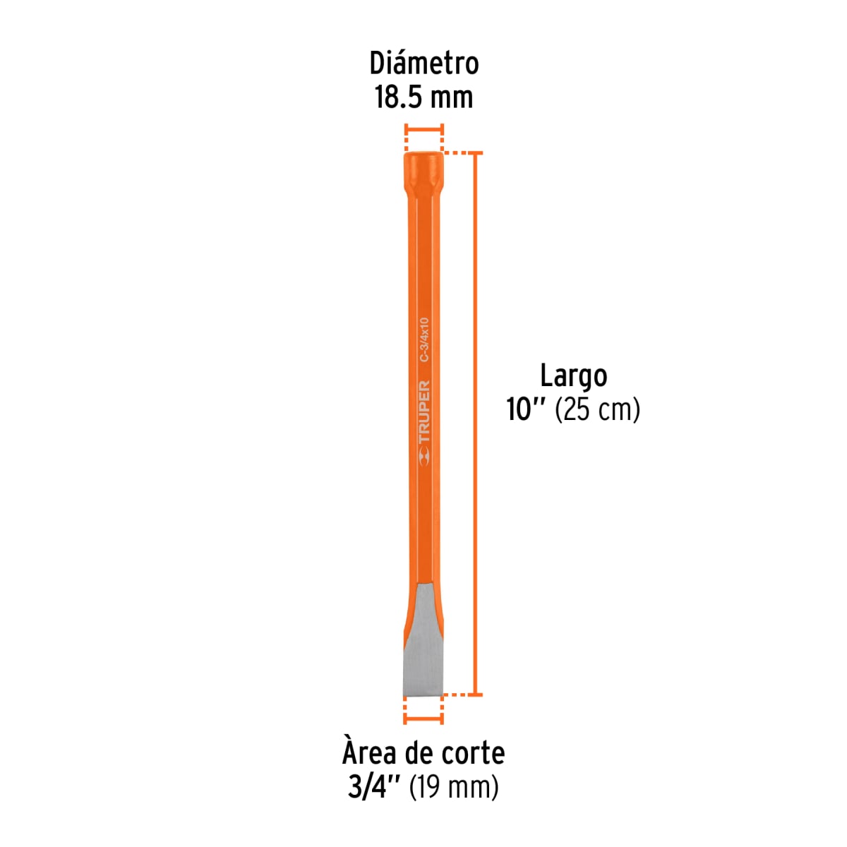Cincel de corte frío de 3/4 x 10''. truper3