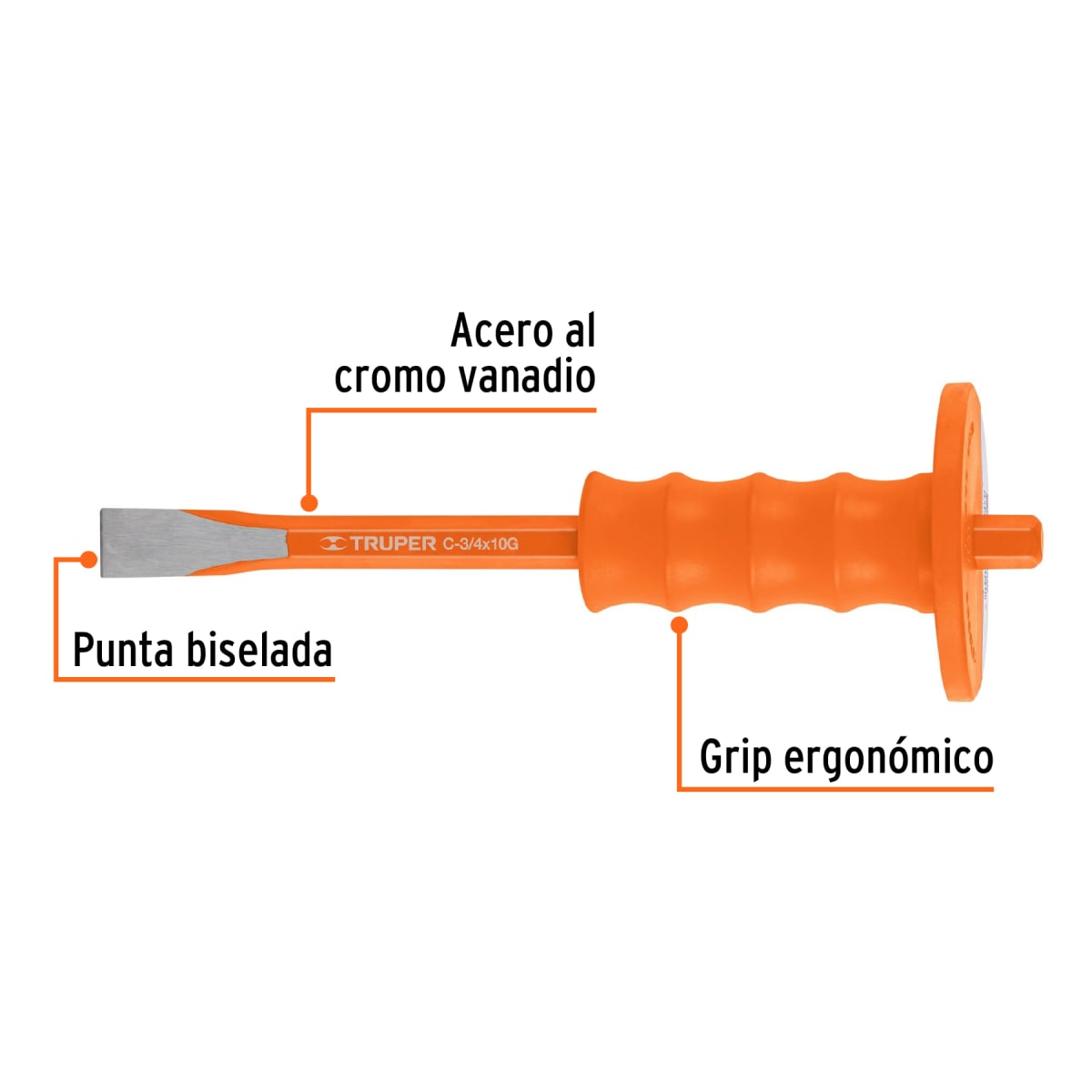 Cincel de corte frío 3/4 x 10´´ con grip, Truper2