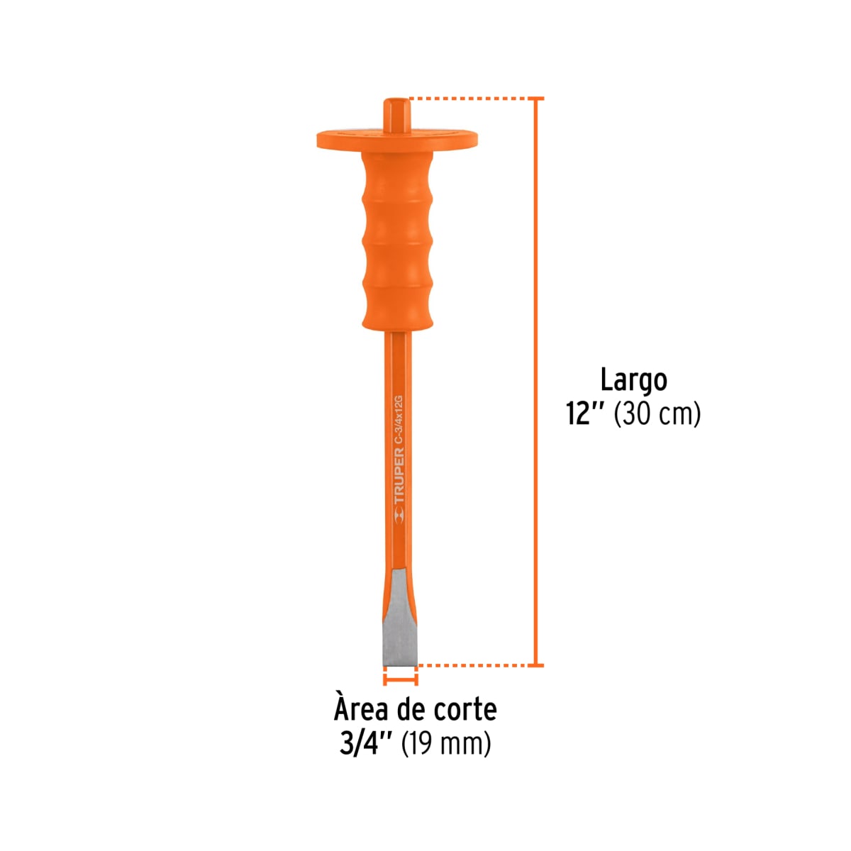 Cincel de corte frío 3/4 x 12'' con grip Truper3
