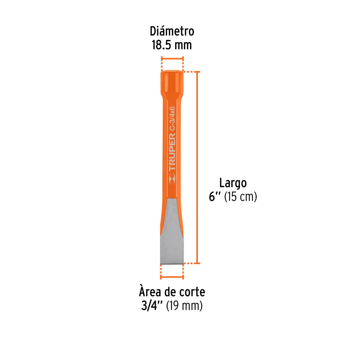 Cincel de corte frío de 3/4 X 6´´, Truper3