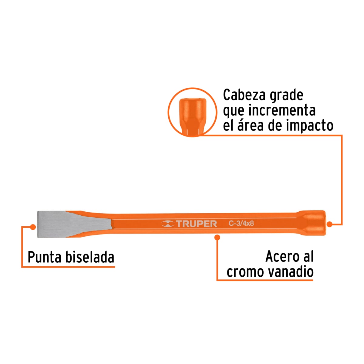 Cincel de corte Plano de 3/4 x 8'' truper2