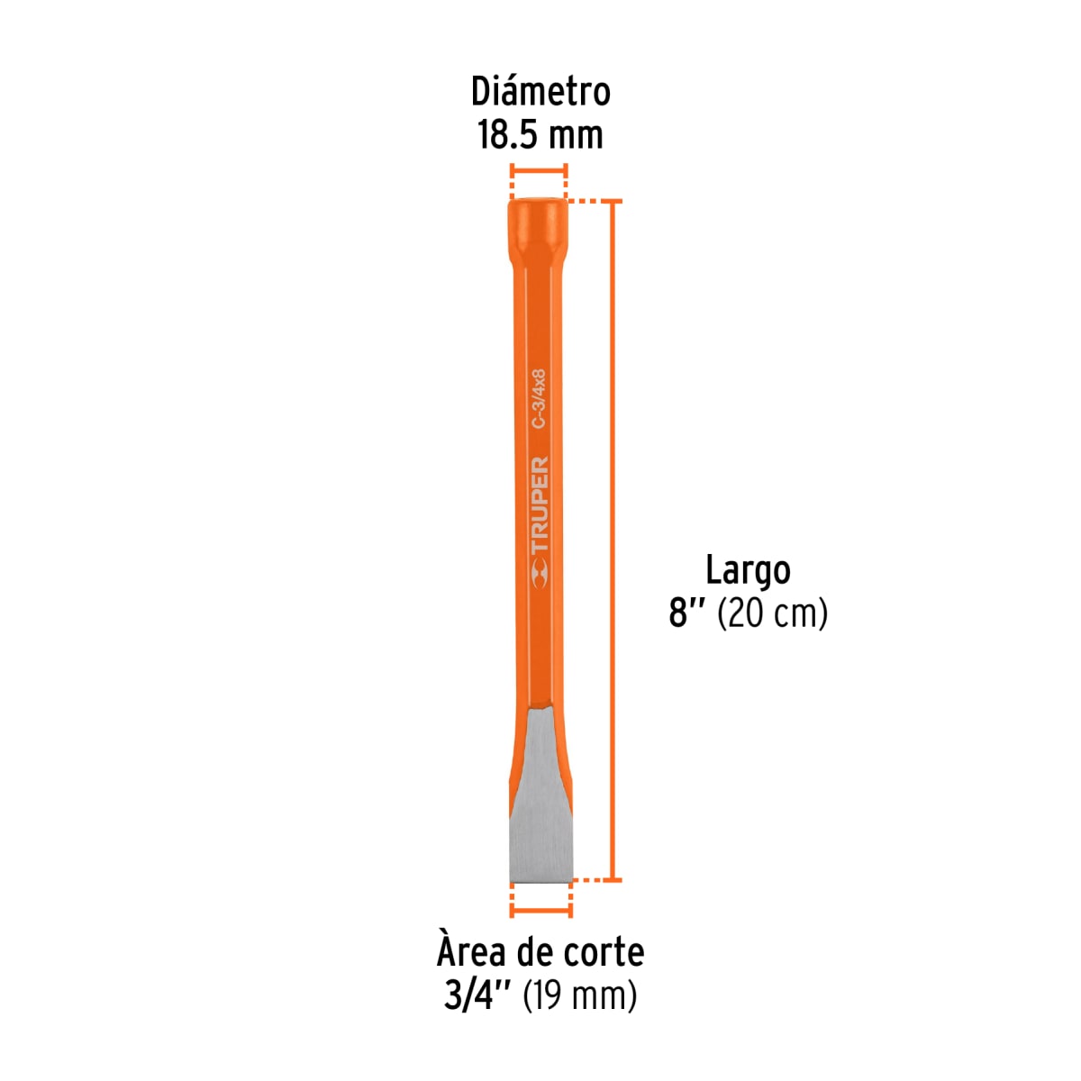 Cincel de corte Plano de 3/4 x 8'' truper3