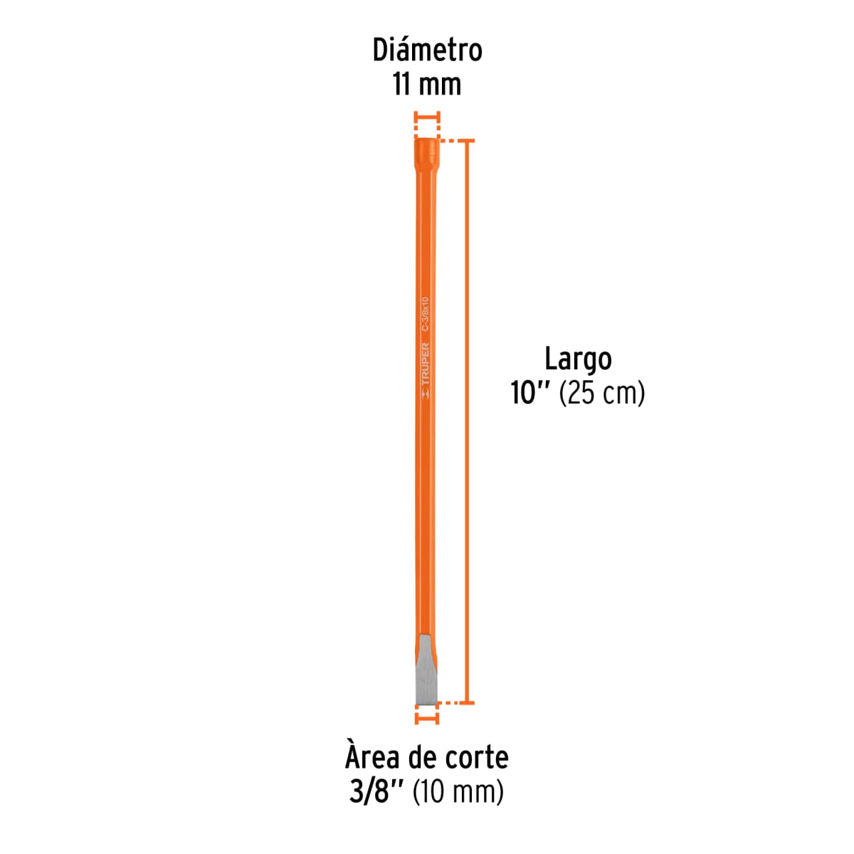 Cincel de corte frío de 3/8 X 10´´, Truper3