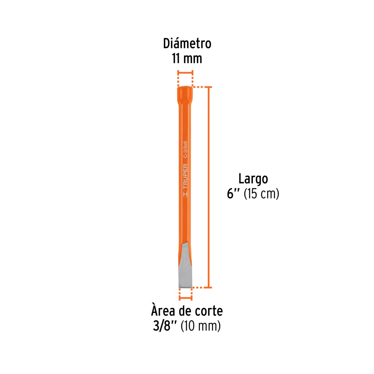 Cincel de corte frío de 3/8 x 6''. truper3