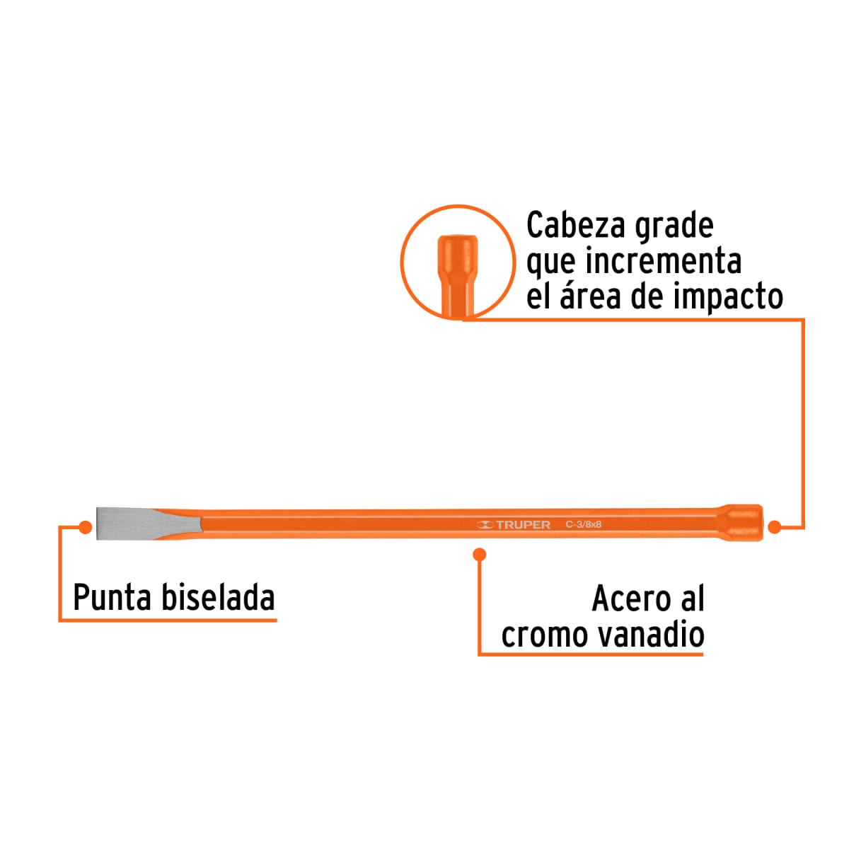 Cincel de corte frío de 3/8 X 8´´, Truper2