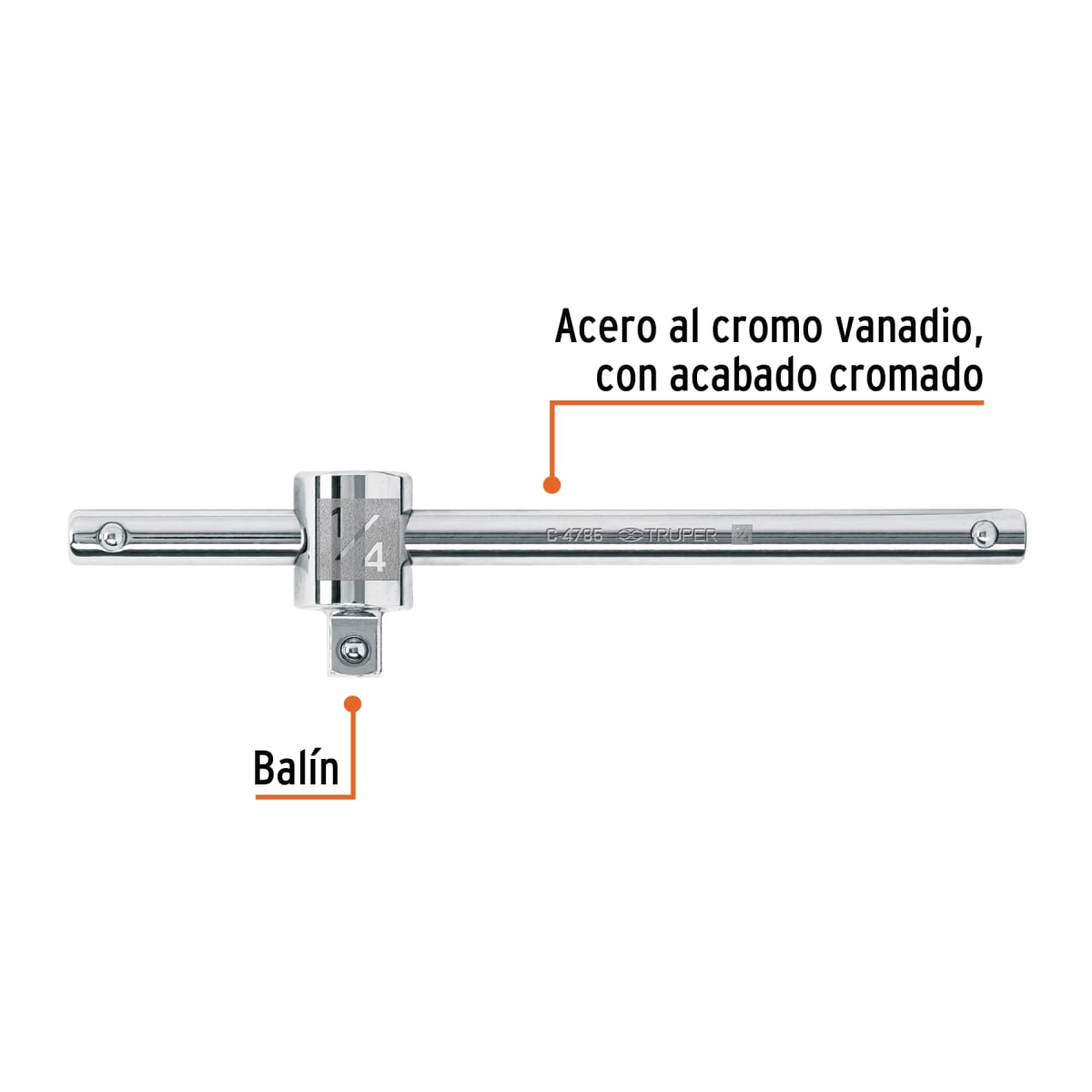 Barra corrediza para dados cuadro 1/4''. Truper2