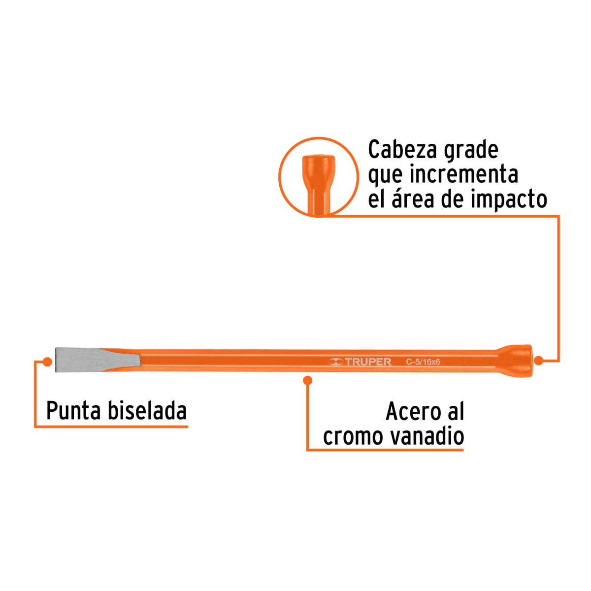 Cincel de corte frío de 5/16 X 6´´, Truper2