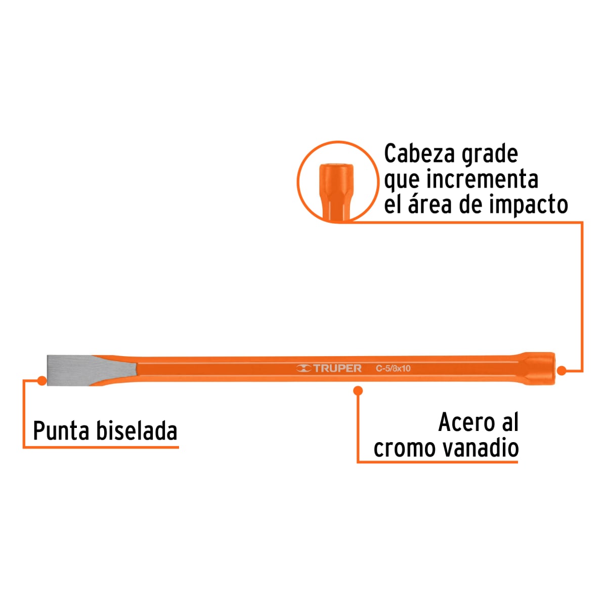 Cincel de corte frío de 5/8 X 10´´, Truper2