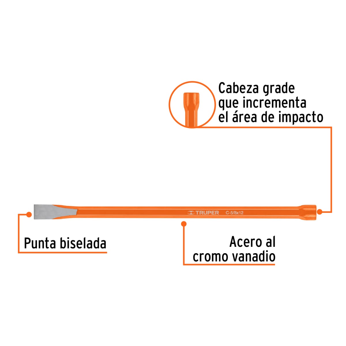 Cincel de corte frío de 5/8 X 12´´, Truper2