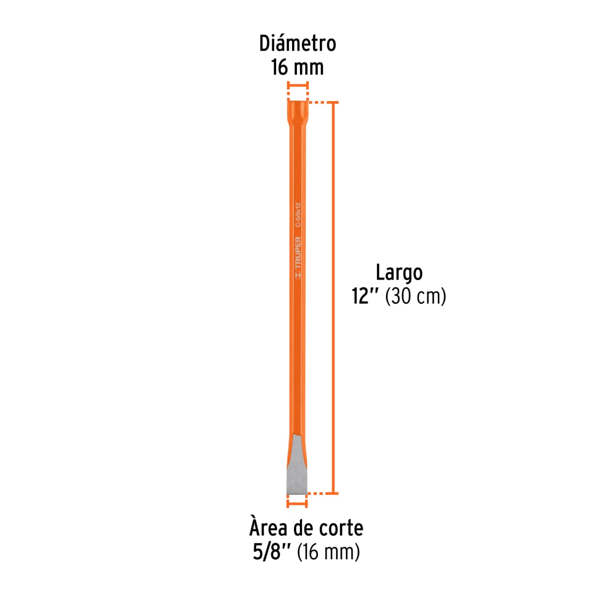 Cincel de corte frío de 5/8 X 12´´, Truper3