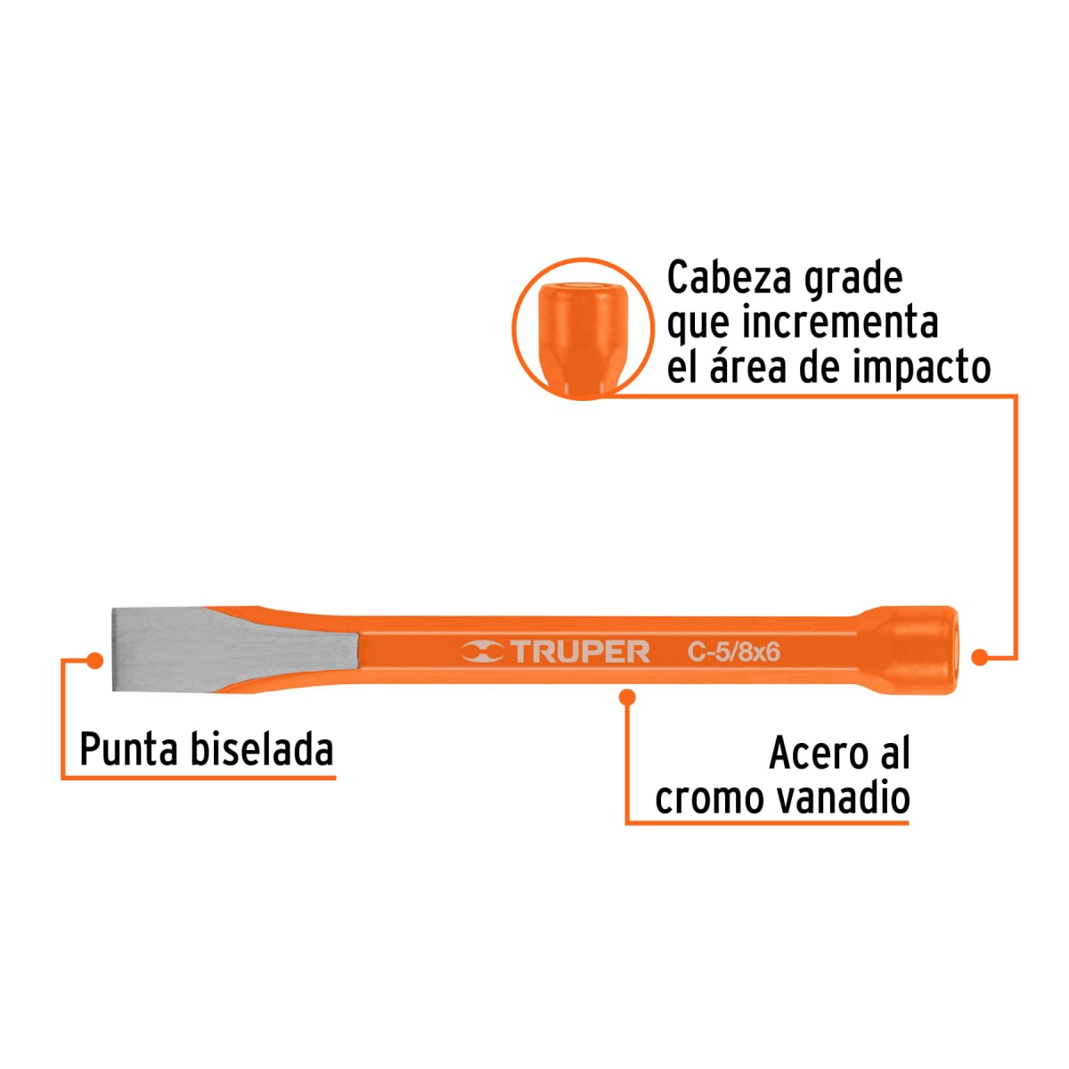 Cincel de corte frío de 5/8 X 6´´, Truper2