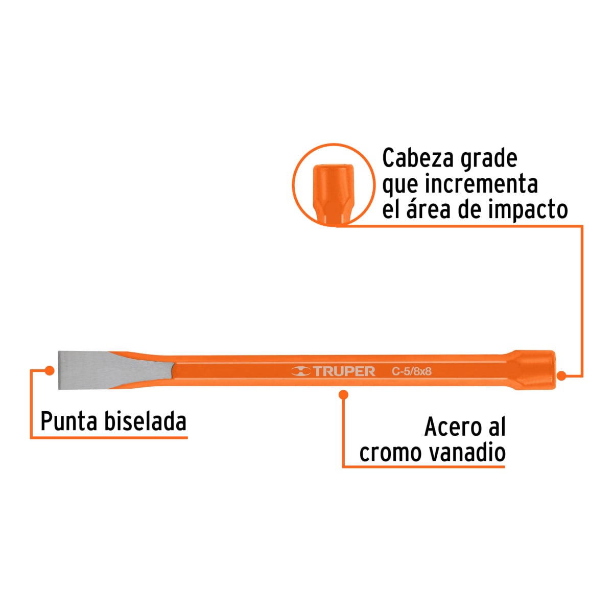 Cincel de corte frío de 5/8 X 8´´, Truper2