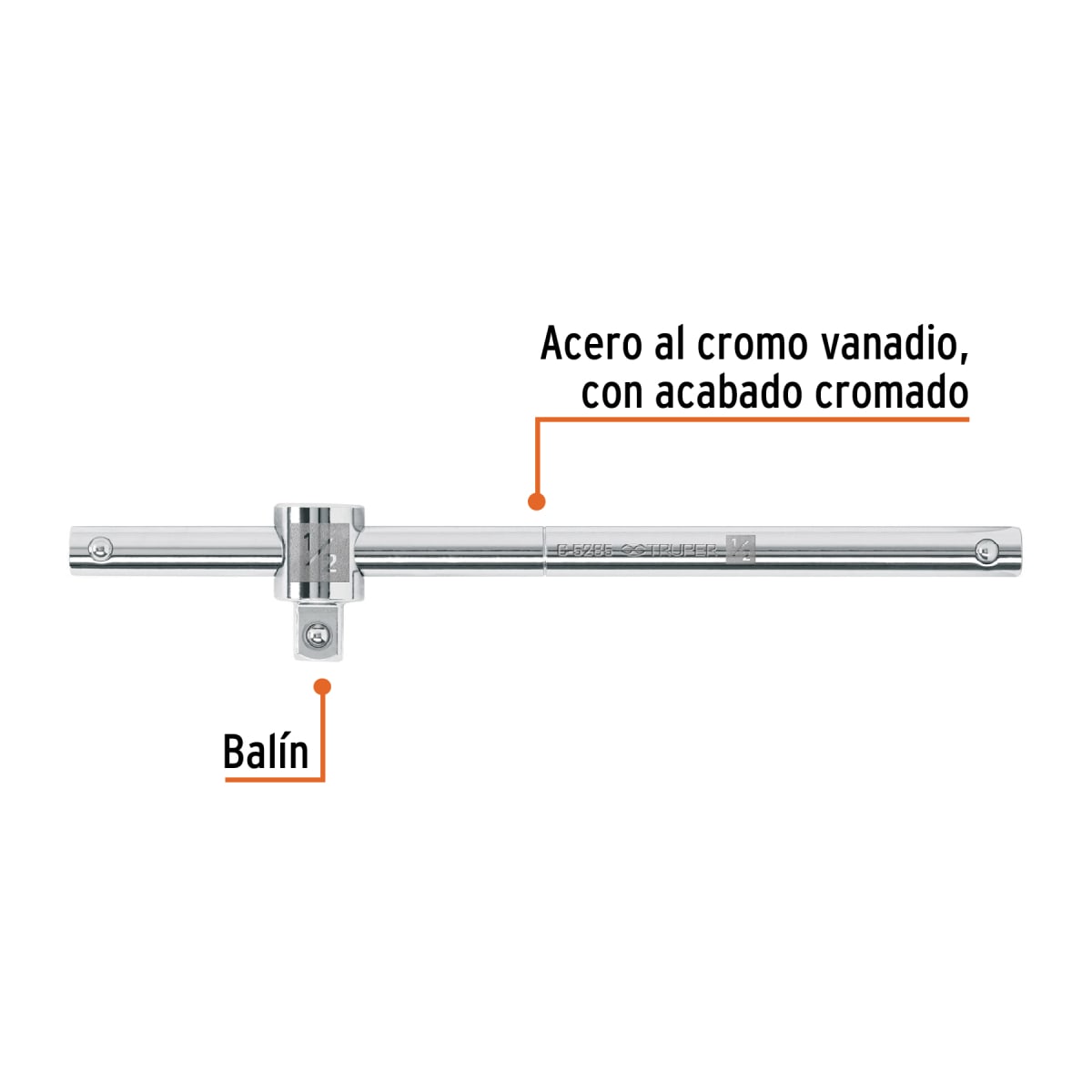 Palanca corrediza para dados encastre 1/2'' Truper2