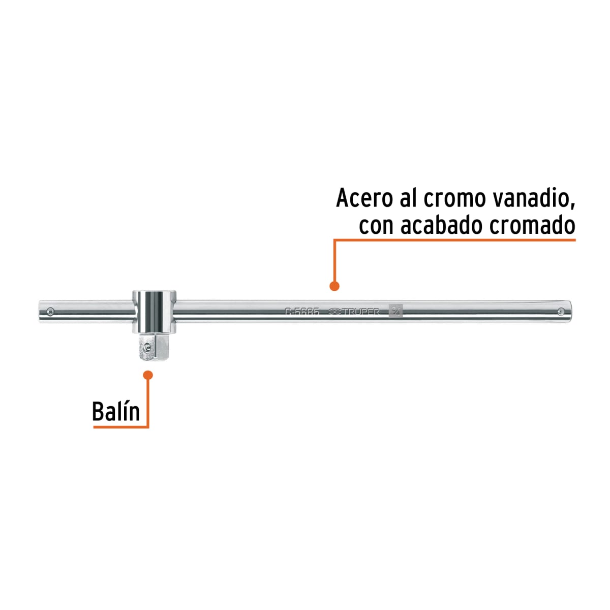 Palanca corrediza para dados encastre 3/4'' Truper2