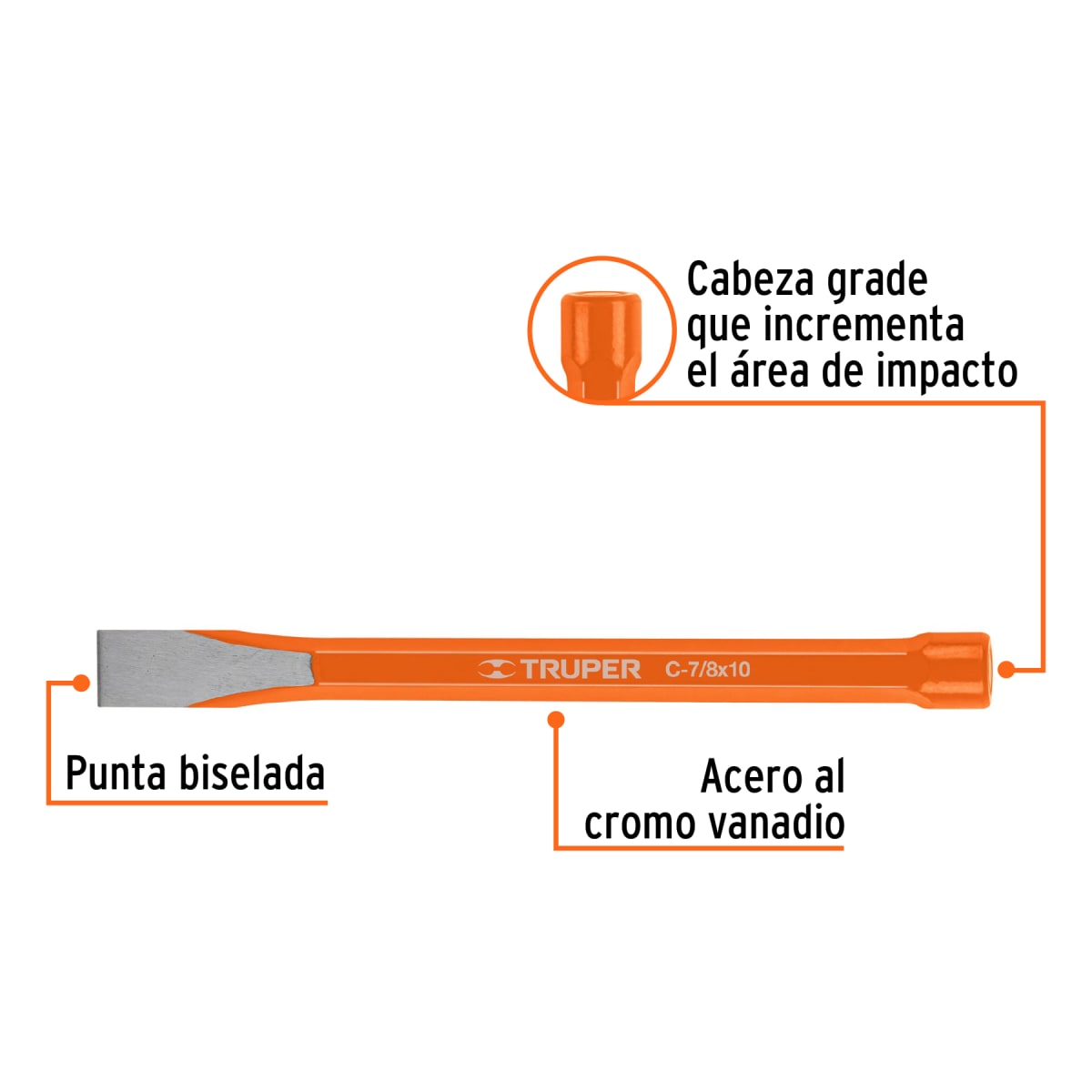 Cincel de corte frío de 7/8 x 10''. truper2