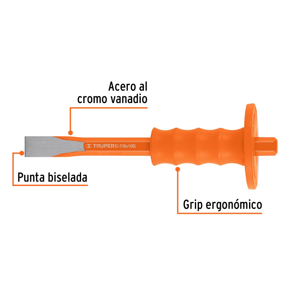 Cincel de corte frío 7/8 x 10´´ con grip, Truper2