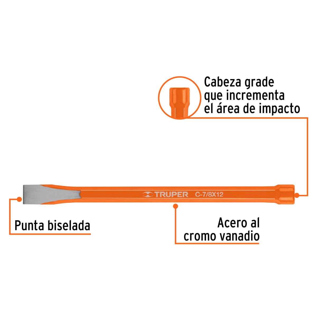 Cincel de corte frío de 7/8 x 12''. truper2