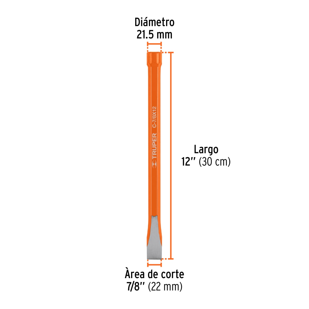 Cincel de corte frío de 7/8 x 12''. truper3