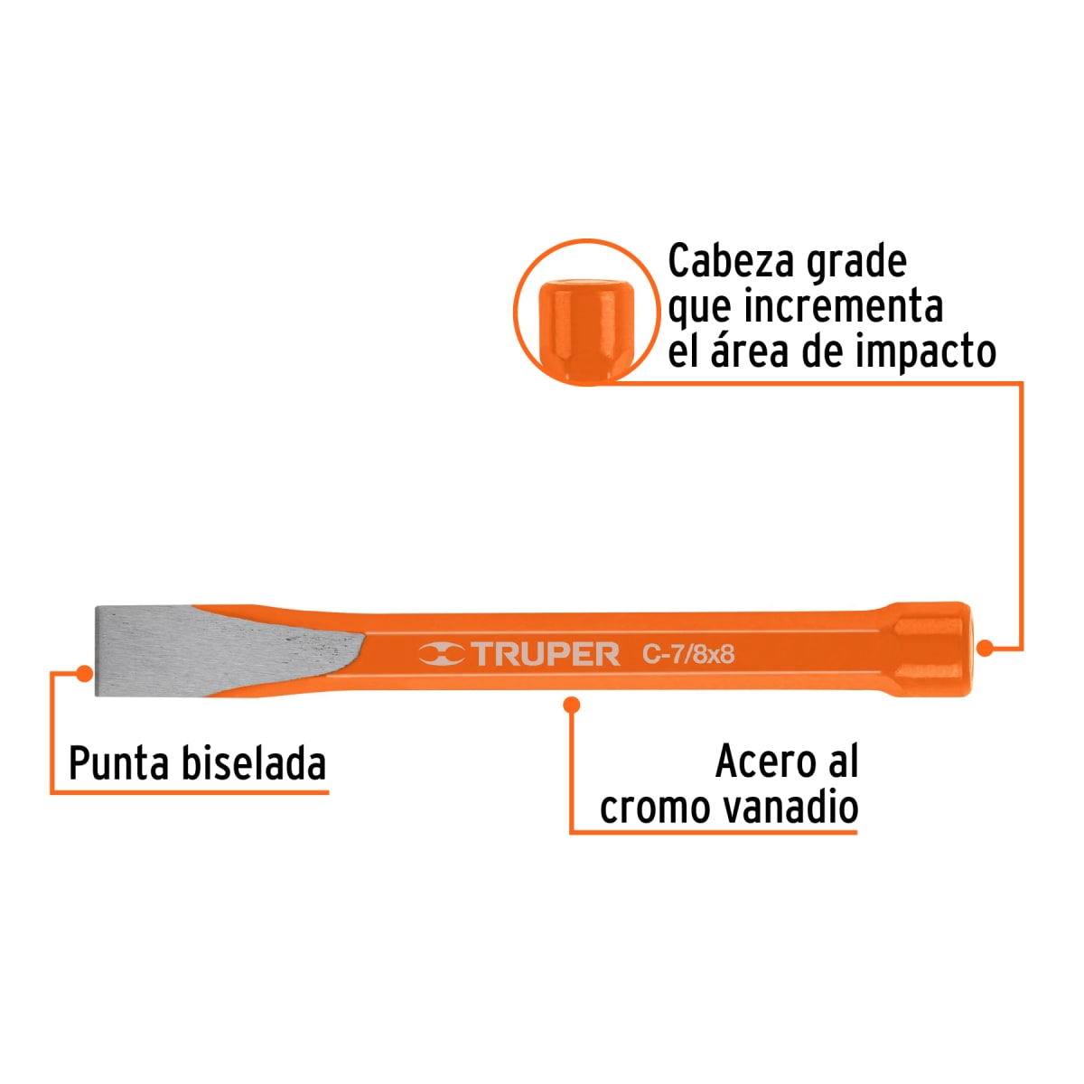 Cincel de corte frío de 7/8 X 8´´, Truper2