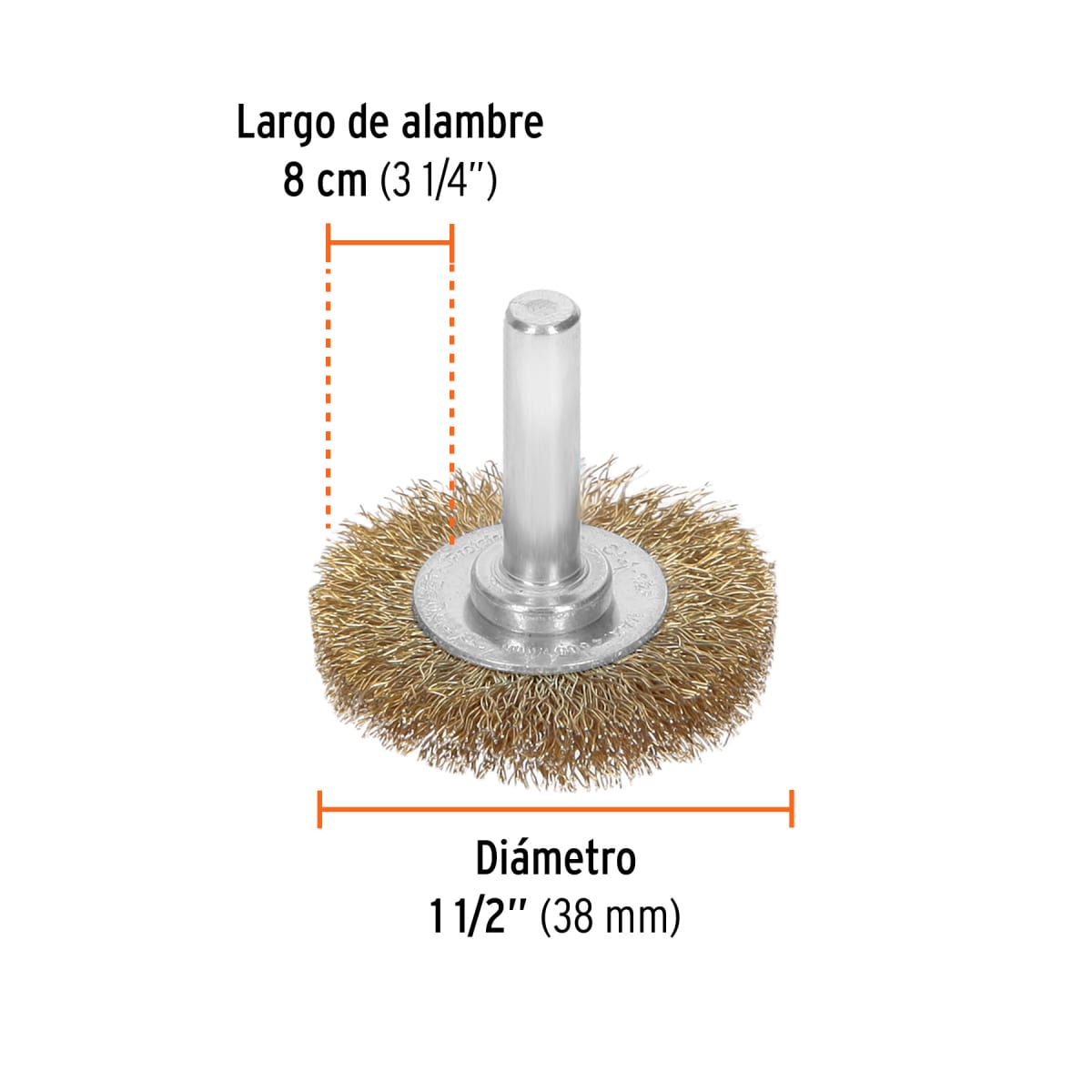 Escobilla circular 1-1/2´´ alambre fino para taladro, Truper3