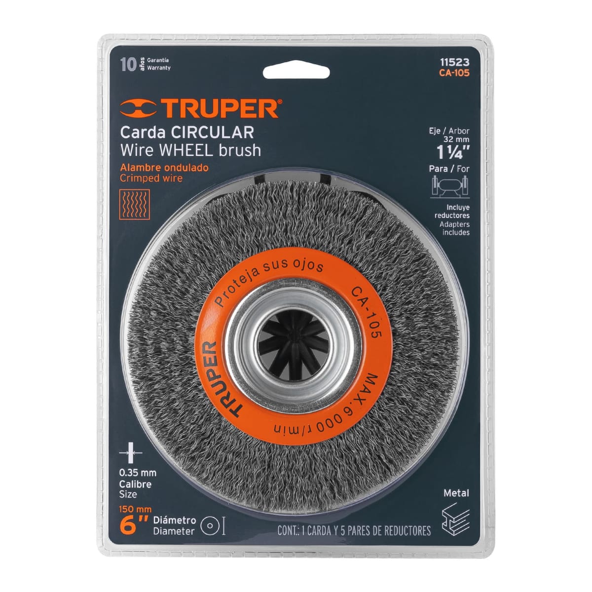 Escobilla de 6'' x 13/16'' para amoladora de banco Truper5