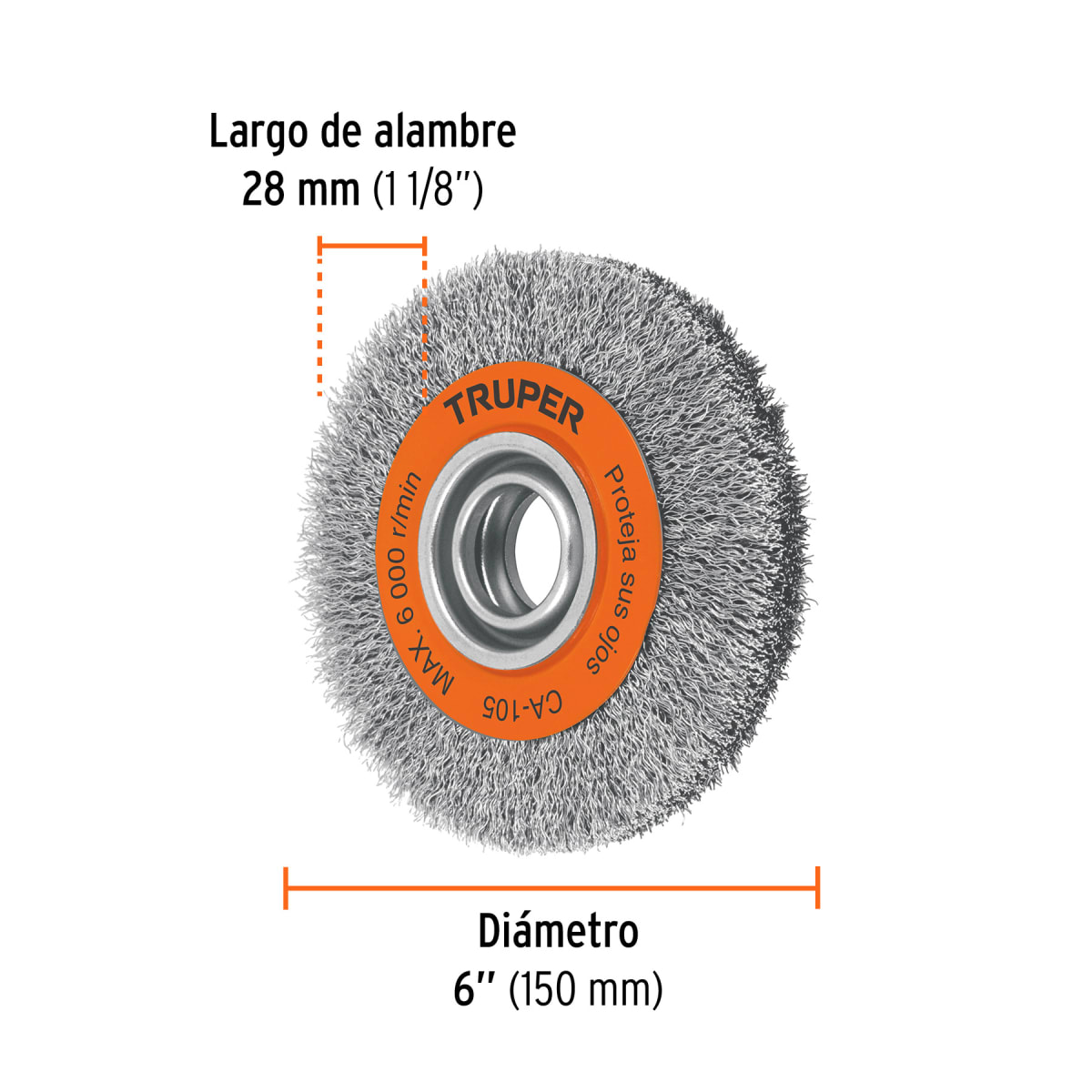 Escobilla de 6'' x 13/16'' para amoladora de banco Truper3
