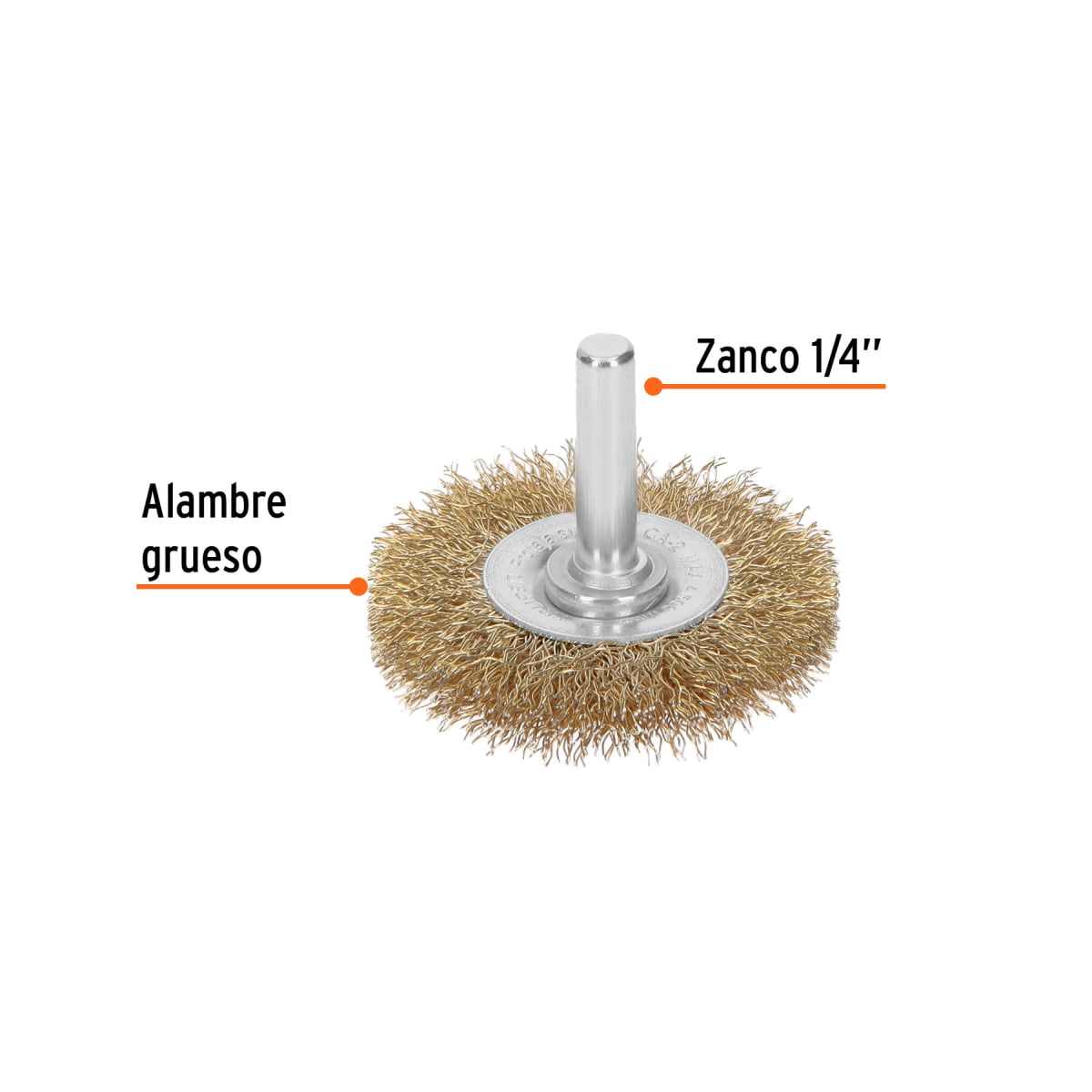 Escobilla circular 2'' alambre grueso para taladro. truper2