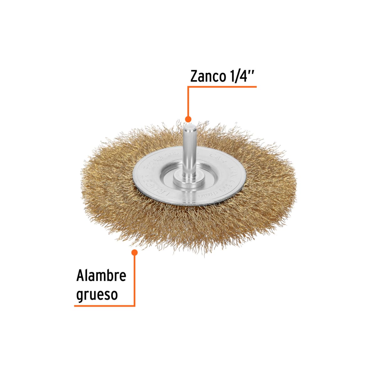 Escobilla circular 4'' alambre grueso para taladro. truper2