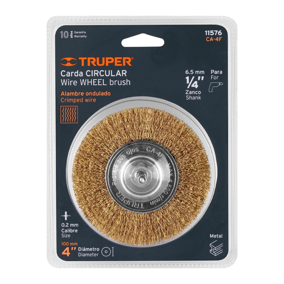 Escobilla circular 4'' alambre fino para taladro. truper4