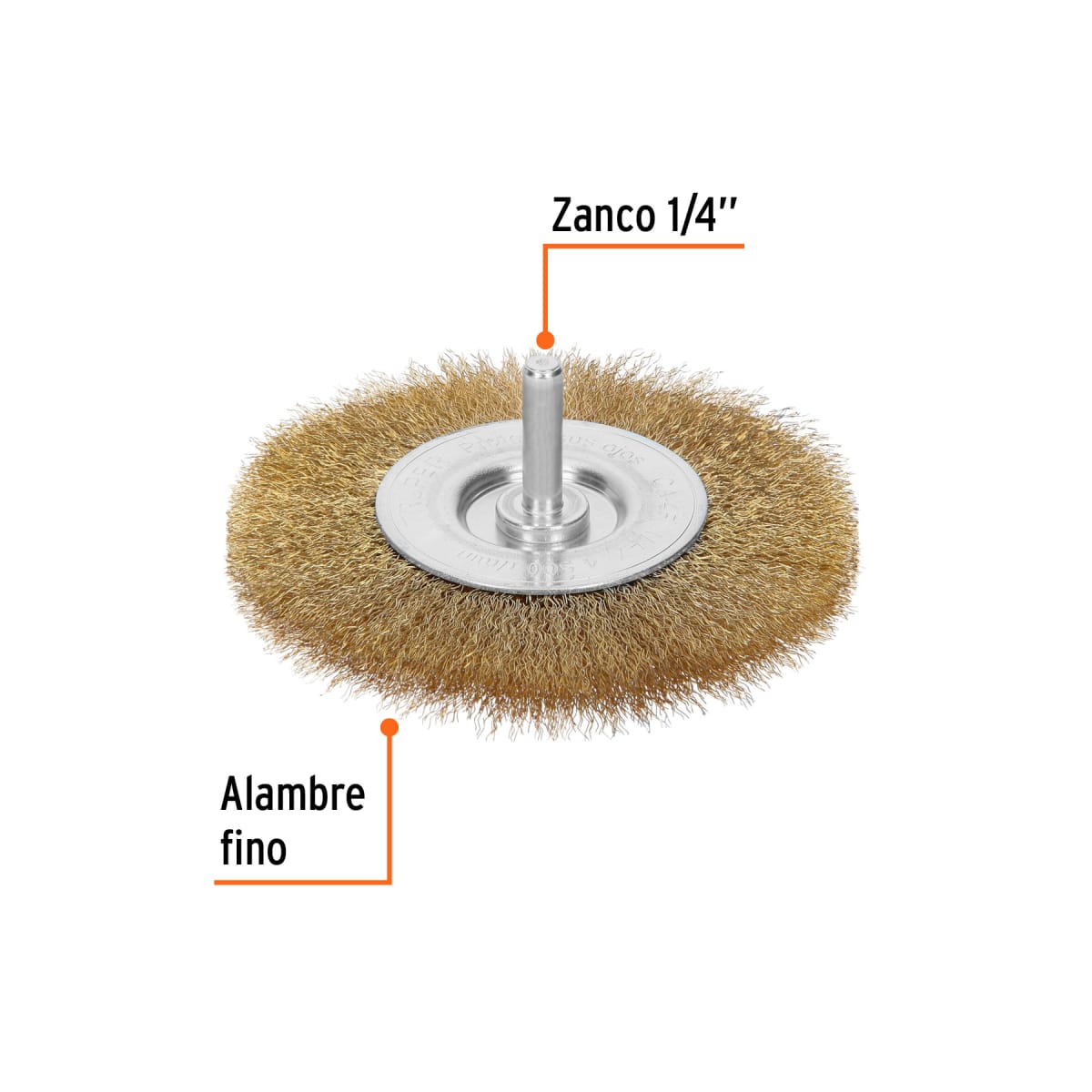 Escobilla circular 4'' alambre fino para taladro. truper2