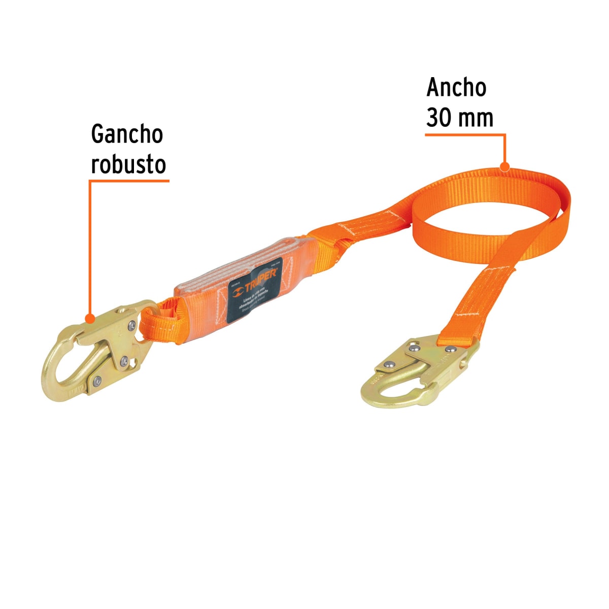 Línea de vida 1.8 m cinta políéster con amortiguador, ANSI Truper2