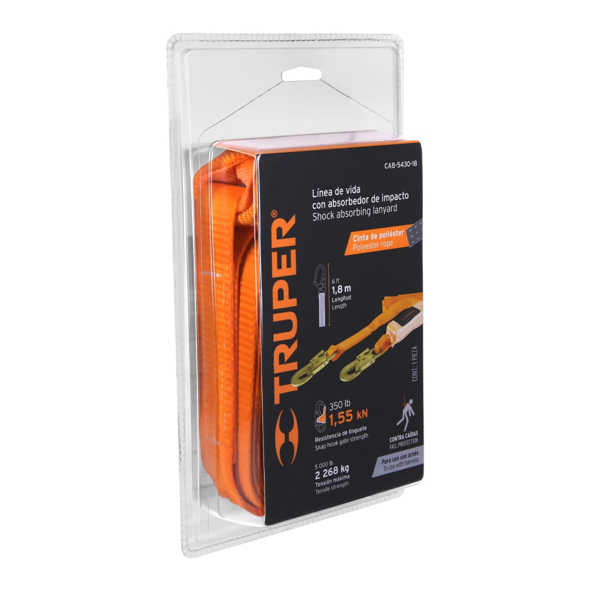 Línea de vida 1.8 m cinta políéster con amortiguador Truper4